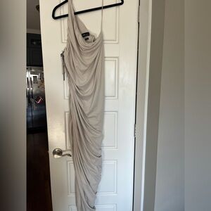 Ten by Babaton One Shoulder Cream Rouched Dress